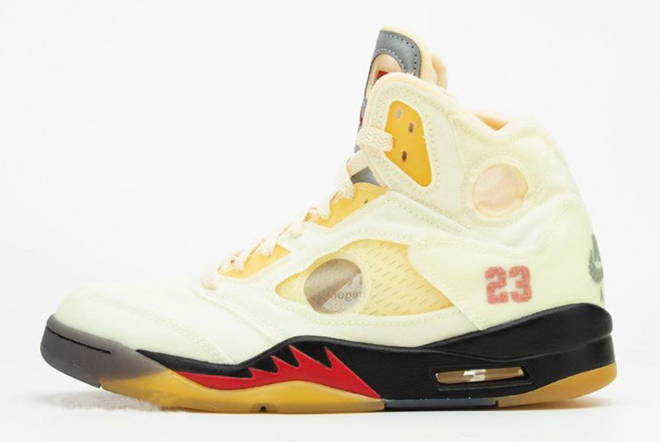 New Release Mens Basketball Shoes Off-White x Air Jordan 5 “Sail ...