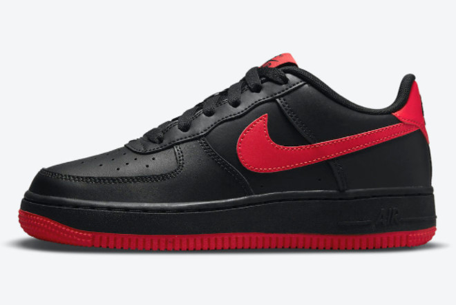 2021 New Nike Air Force 1 GS “Bred” Black/Black/University Red DH9812-001