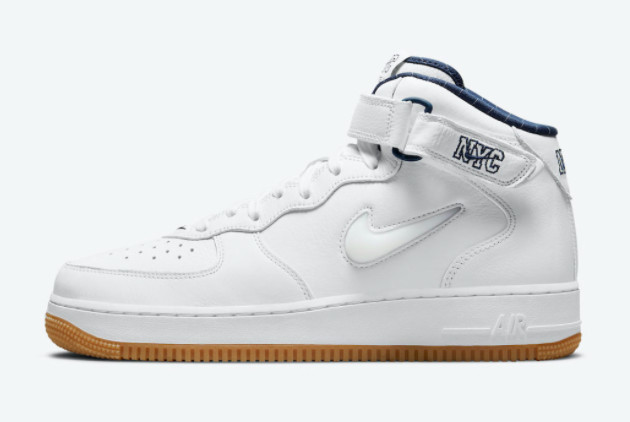 2021 New Nike Air Force 1 Mid “NYC” White/Midnight Navy-Gum Yellow ...