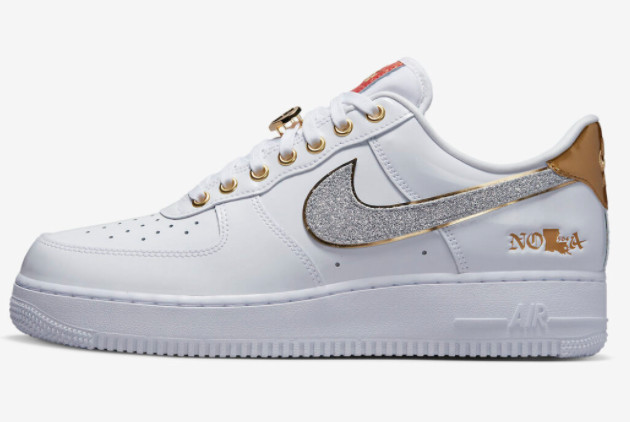 2022 New Nike Air Force 1 Low “NOLA” White/Multi-Color-Metallic Gold ...
